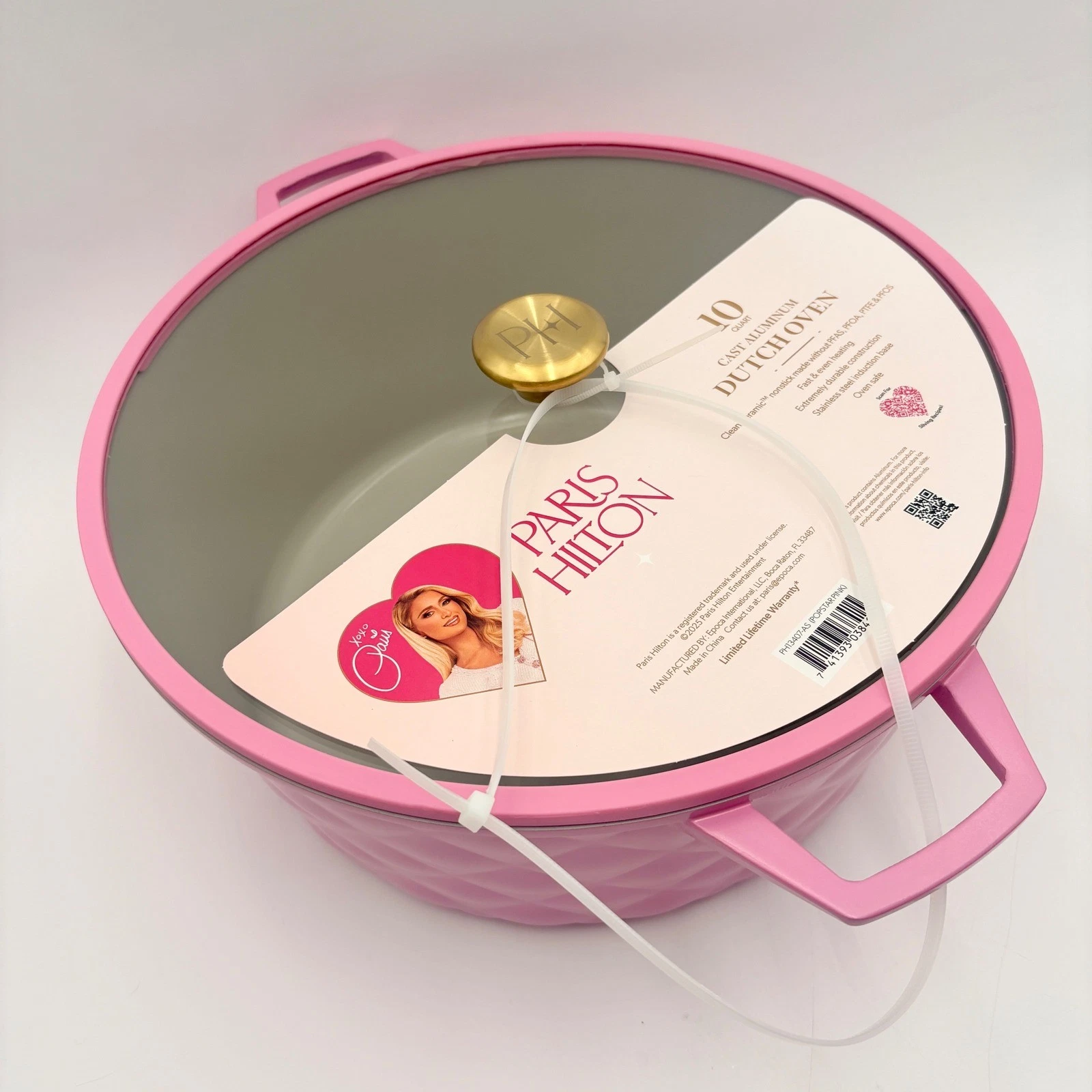 Paris Hilton 10 Qt Cast Aluminum Dutch Oven Pink Diamond Quilted Enamel
Opens in a new window or tab