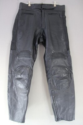 KLASSISCHE SCHWARZE LEDER BIKER HOSE: TAILLE 36-38 INCHES/INNENBEIN 32 INCHES