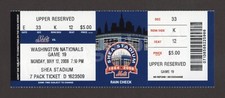 David Wright HR #104 Mets Nationals 5/12/2008 MINT Ticket BILLY WAGNER HOF 3K