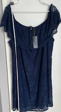 Naif womes dress size 2XL navy blue eyelet with inner lining NWT