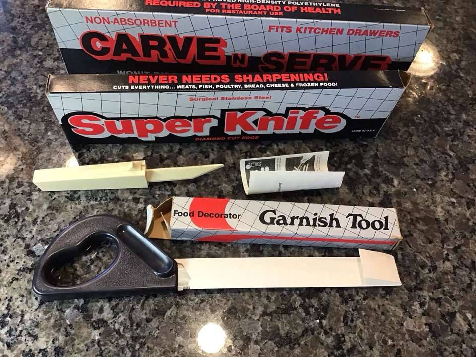 SUPER SHARP INC LOT Stainless Steel Knife Garnish Tool Folding Cutting Board USA - Image 2 of 4