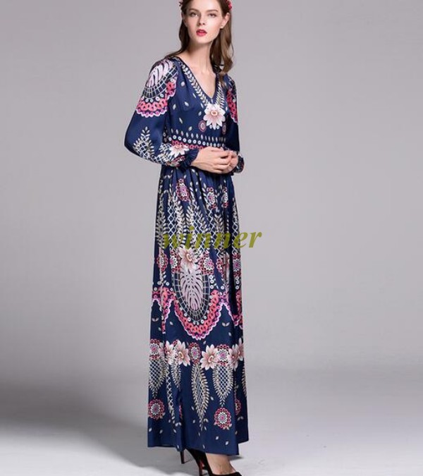 Para mujeres mujeres mujeres Estampado Floral Pista occidental Completo Lenth Maxi Vestido Vestido Manga Farol Talla ccbe60 Para mujeres mujeres mujeres Estampado Floral Pista occidental Completo Lenth Maxi Vestido Vestido Manga Farol Talla ccbe60