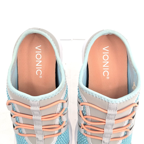 Vionic Cloud Grey & Blue Mesh Slip-On Sneaker Mules Maven Bungee Wms 5 - Picture 2 of 10