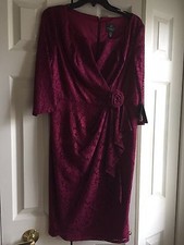Womens ADRIANNA PAPELL Formal dress SIZE 10 LACE DRESS magenta modest purple 