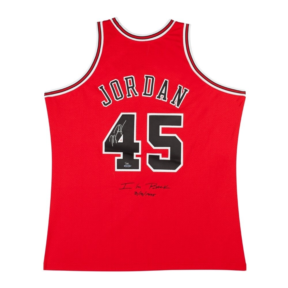 Michael Jordan Signed 1995 Mitchell & Ness Bulls Red Jersey Michael Jordan Signed 1995 Mitchell & Ness Bulls Red Jersey
