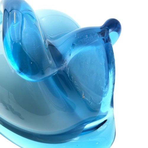 Empoli Hand Blown Art Glass Swung Vase Twisted Aqua Blue Cased Italy 15.25” Tall - Picture 11 of 17