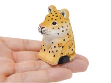 Leopard Jaguar Panther Figurine Decoration Statue Sculpture Wooden Spotted Wall 