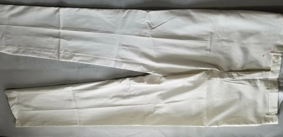 Pantalón de vestir CALVIN KLEIN CK para hombre calce ajustado plisado mezcla de algodón - 39x38 blanco NUEVO Foto 4 de 4