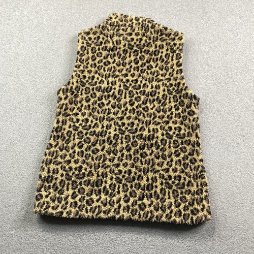 Calvin Klein Vest Womens Medium Full Zip Sherpa Fleece Soft Leopard Print City - Picture 15 of 15