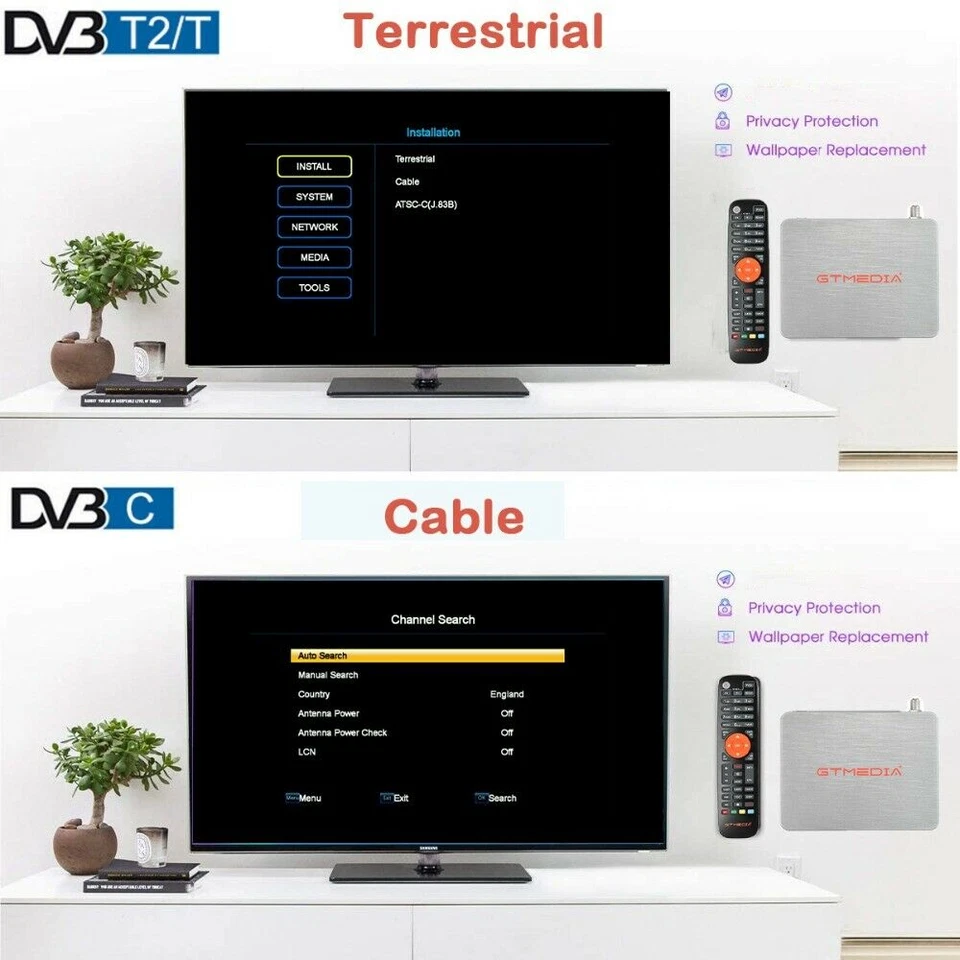 GTMEDIA DVB-T/T2 FULL HD TV Terrestrische Receiver HEVC H.265+WIFI Antenne HDMI - Bild 4 von 4