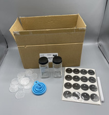 18 Pcs Glass Spice Jars with Labels, 4oz Square Jars with Black Lids