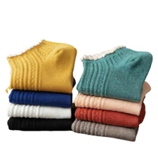 5 Pairs Women's Ruffle Edge Contrasting Colors Short Socked Cotton Ankle Socks