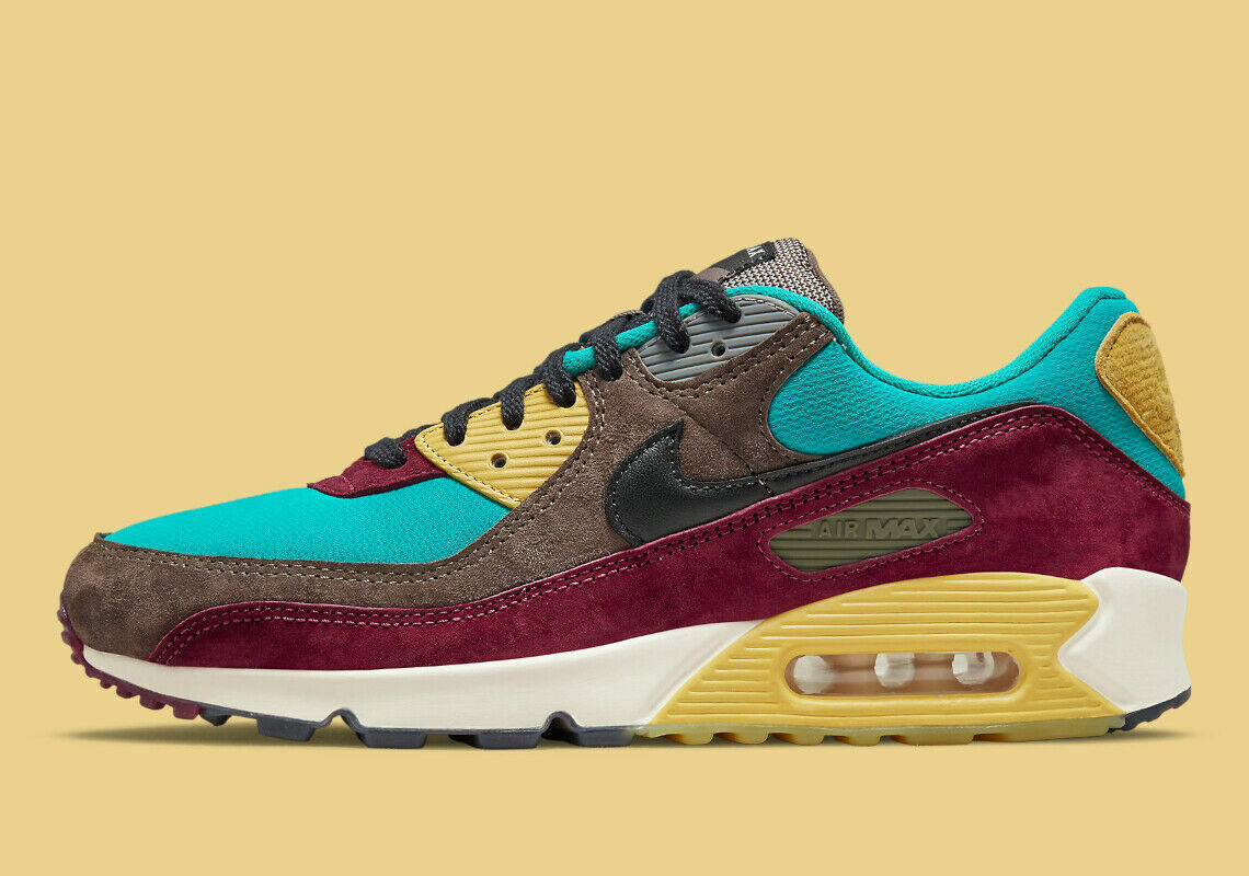 Мужские кроссовки Nike Air Max 90 NRG Ridgerock зелено-желто-фиолетового цвета DC6083-200 размера