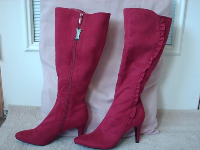 ladies red knee high boots