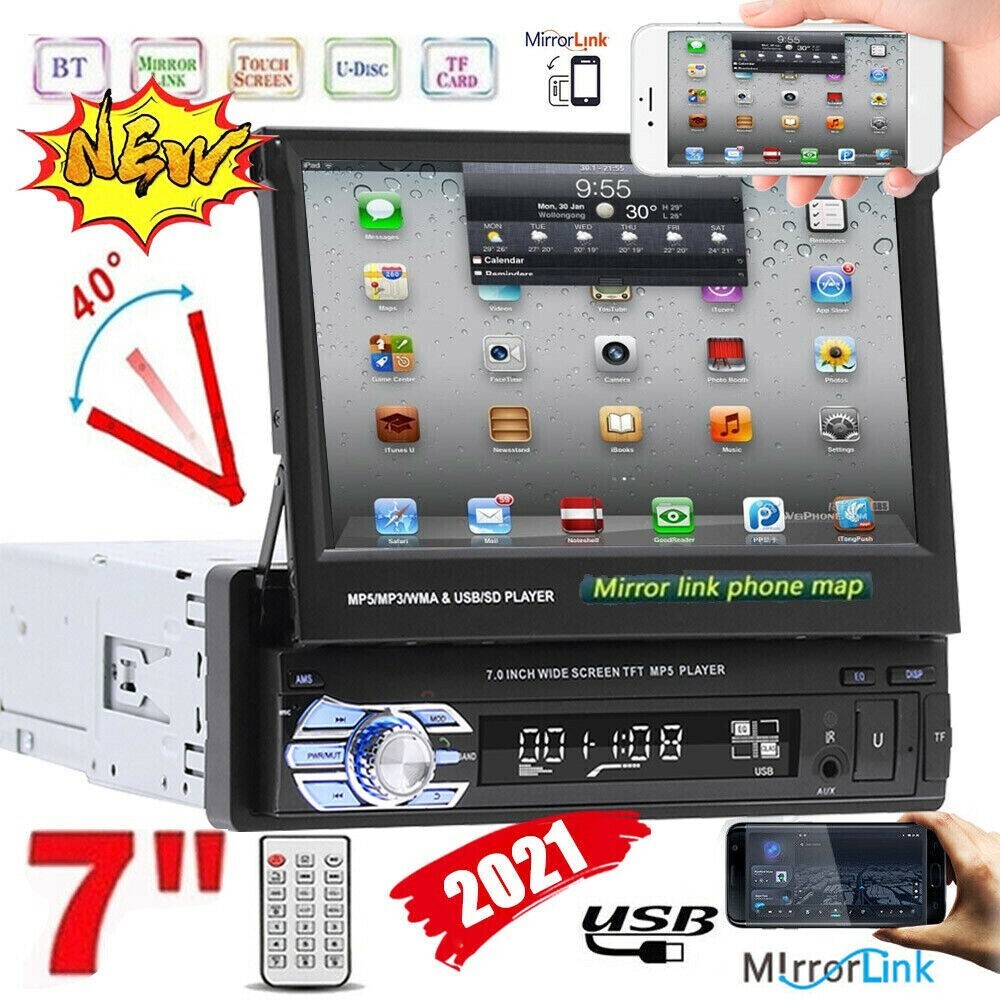 OFFERTA Autoradio 1 DIN 7" Retrattile HD - Stereo Auto Bluetooth MP5 USB