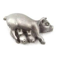 Spoontiques PEWTER Pig Mother & Baby Piglets - 1.5" Metal Miniature Figurine