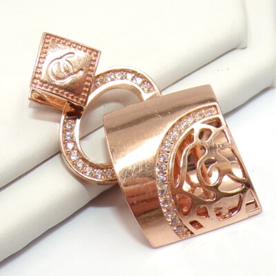 Orianne Collins 14K Rotgold Diamant 3D geometrisch quadratisch Modernist Anhänger LMC3