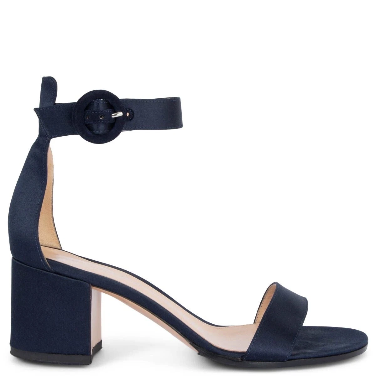 NWOB 725 Gianvito Rossi Versilia 60 Navy Blue Suede Sandals Size