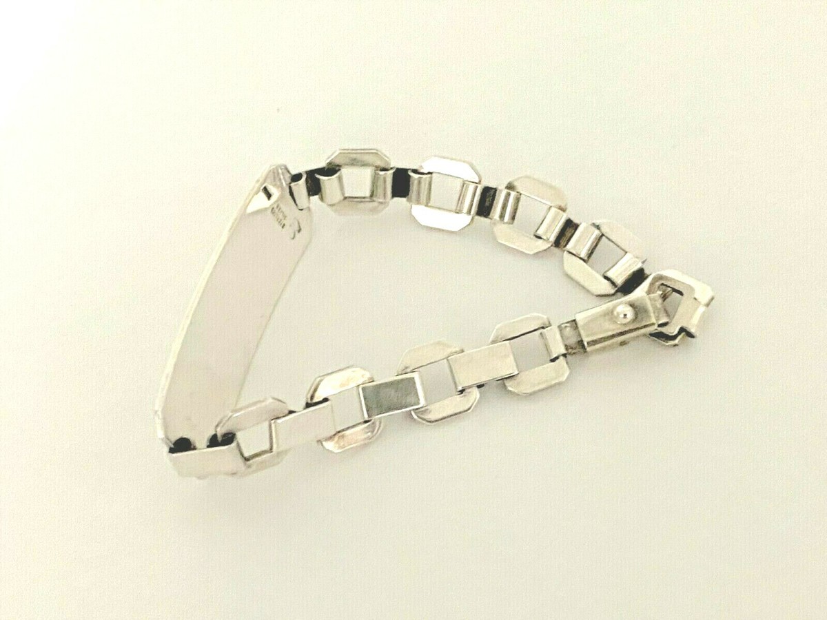 アクセサリー vintage Italian silver 925 id bracelet 925 Sterling Silver Italian ID Bracelet Cuban curb and
