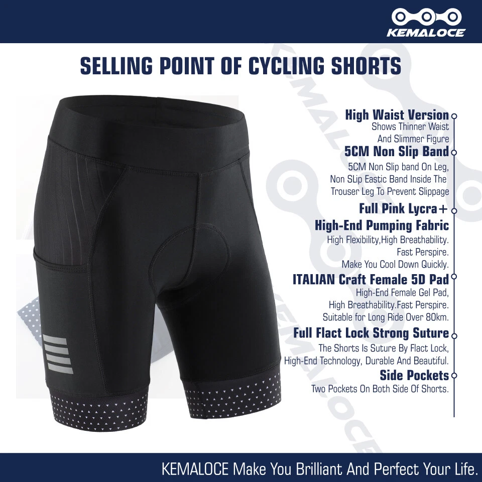 KEMALOCE Cycling Shots Women Pink&Black&Grey Padded S/M/L/XL Bicycle Bike Shorts - Image 4 of 4
