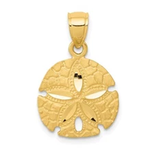 Real 14kt Yellow Gold Sand Dollar Pendant
