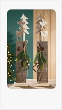 Weihnachtsdeko 1 Holzst&auml;nder sort, mit Elch Figur oder Tanne