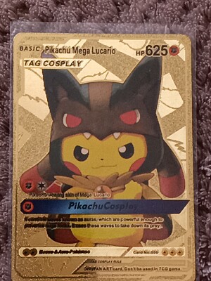 海外版 Pikachu Mega Lucario コスプレカード Pikachu Mega Lucario Cosplay Gold Foil Card Pokemon with Top