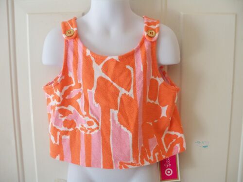 Chemise D'anniversaire Petite Fille Brodée "6" - Taille L Orange Saumon - Sans Manches - Occasion Très Bon état