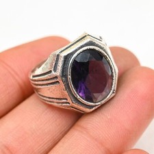 Amethyst Men's Ring 925 Sterling Silver Handmade-Statement Ring All Size BJ304