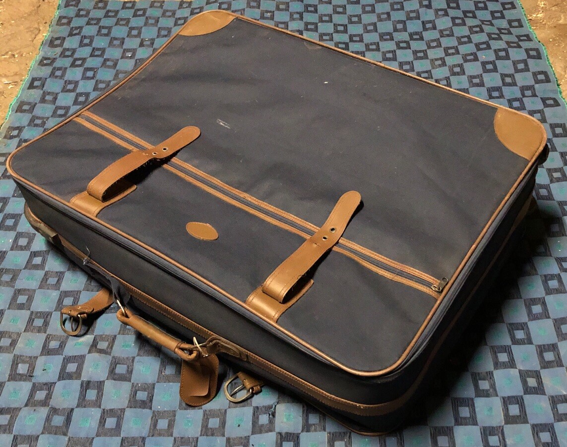 Vintage Retro Blue Fabric Suitcase H 24 L 80 W 57 Cm #91 | eBay