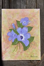 Vintage hand-painted periwinkle painting