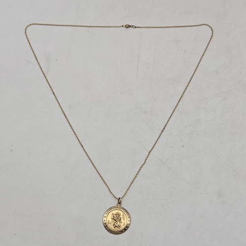 Vtg Theda Saint Christopher 12K Gold Filled Necklace & Pendant Charm 24” Chain