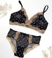 Reggiseno nuovo con etichette INTIMISSIMI EU 85B USA UK 38B slip taglia M nero pizzo lingerie