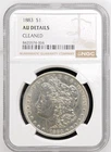 1883 MORGAN DOLLAR 90% Silver NGC CLEANED AU DETAILS NICE COIN