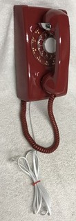 Vintage 1950s WESTERN ELECTRIC A/B 554 ( 12 56 ) RED Rotary Wall Mount Telephone
