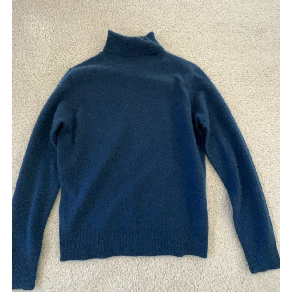 Suéter Lord Taylor 2 Capas 100% Cachemira Cuello Tortuga Talla SP Azul Foto 4 de 4