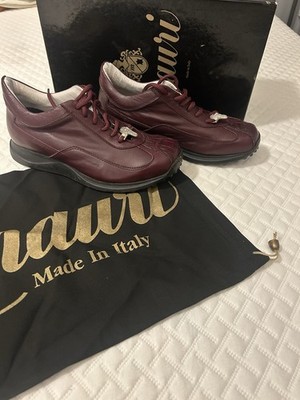 MAURI Burgundy Crocodile & Leather SNEAKERS Sz-8 #8925 Made in