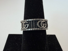 Gucci Sterling Double G Marmont Silver Ring Size 8.5