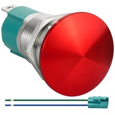 10 Amp 16mm 5/8" Latching Mushroom Head Red Push Button Switch Waterproof
