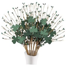 8Pcs St Patricks Day Decorations Shamrock Picks Decor Artificial Floral Stems