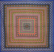 Geometric Pattern Square Cotton Tablecloth 70" X 70" Multi Color