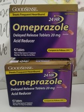 GoodSense Omeprazole Delayed Release Acid Reducer Tablets 20 mg. 42 Tabs 2pk 