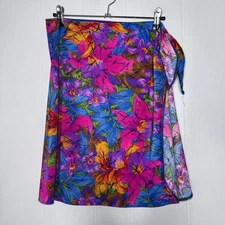 Mainstream Women’s Vintage 90s Floral Swim Coverup Wrap Skirt One Size USA Made