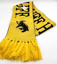 Harry Pottery Hufflepuff Reversible Knit Scarf Fringe Black Yellow Universal NEW