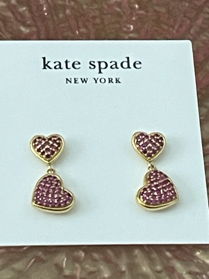 Pendientes colgantes Kate Spade New York 'With All My Heart' pavé rojo NUEVOS + bolsa antipolvo Foto 2 de 4