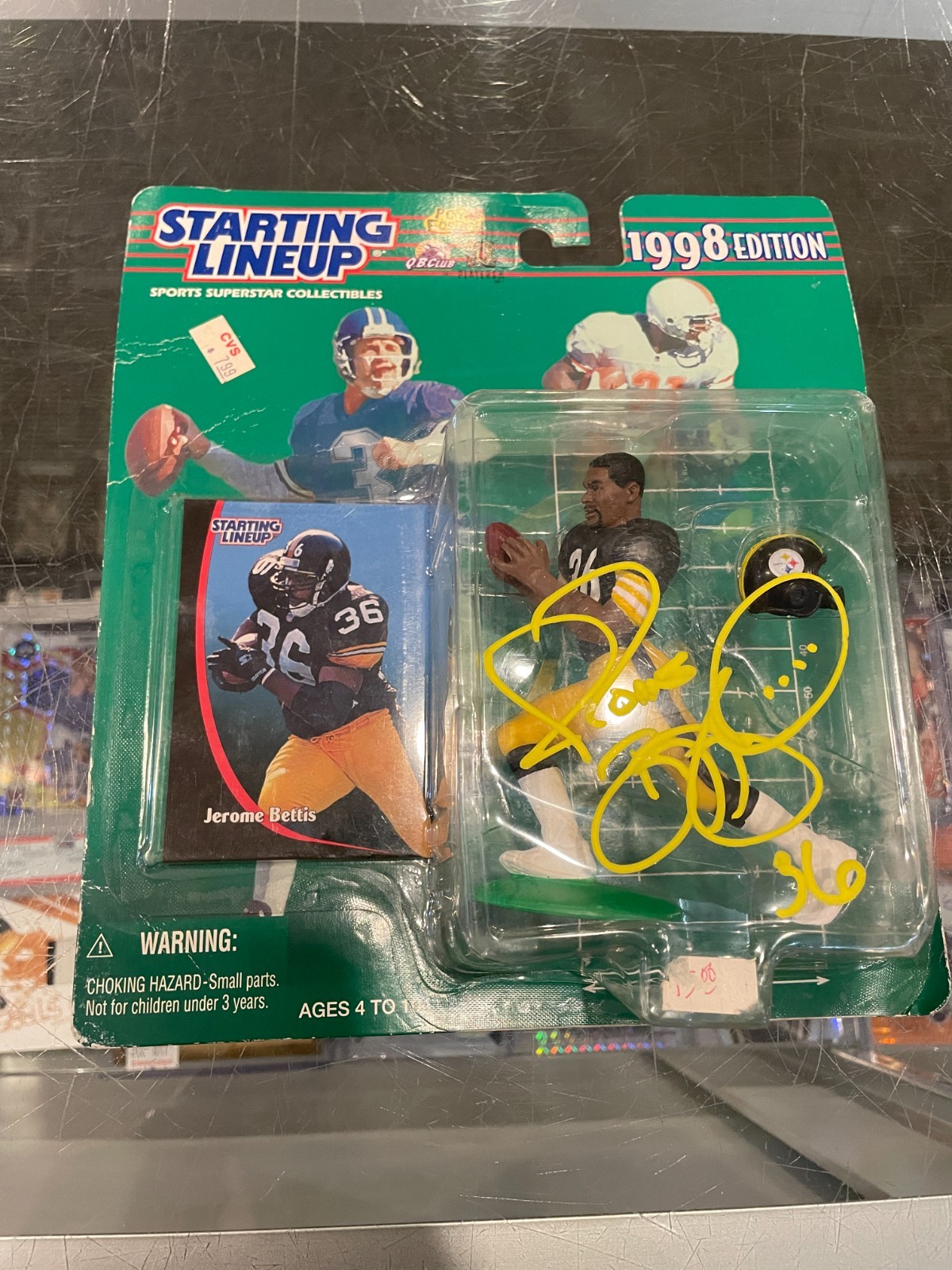 1998 JEROME BETTIS PITTSBURGH STEELERS SIGNED KENNER STARTING LINEUP PSA JSA 
