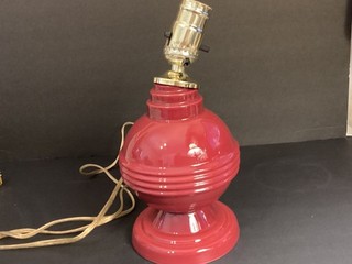 Vintage Midcentury “Art Ceramic by Sebring” Deep Red Lamp Base Resembles Fiesta