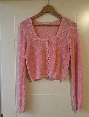 Damen rosa Loveshack ausgefallene Liebe Herz Strickjacke Größe Small