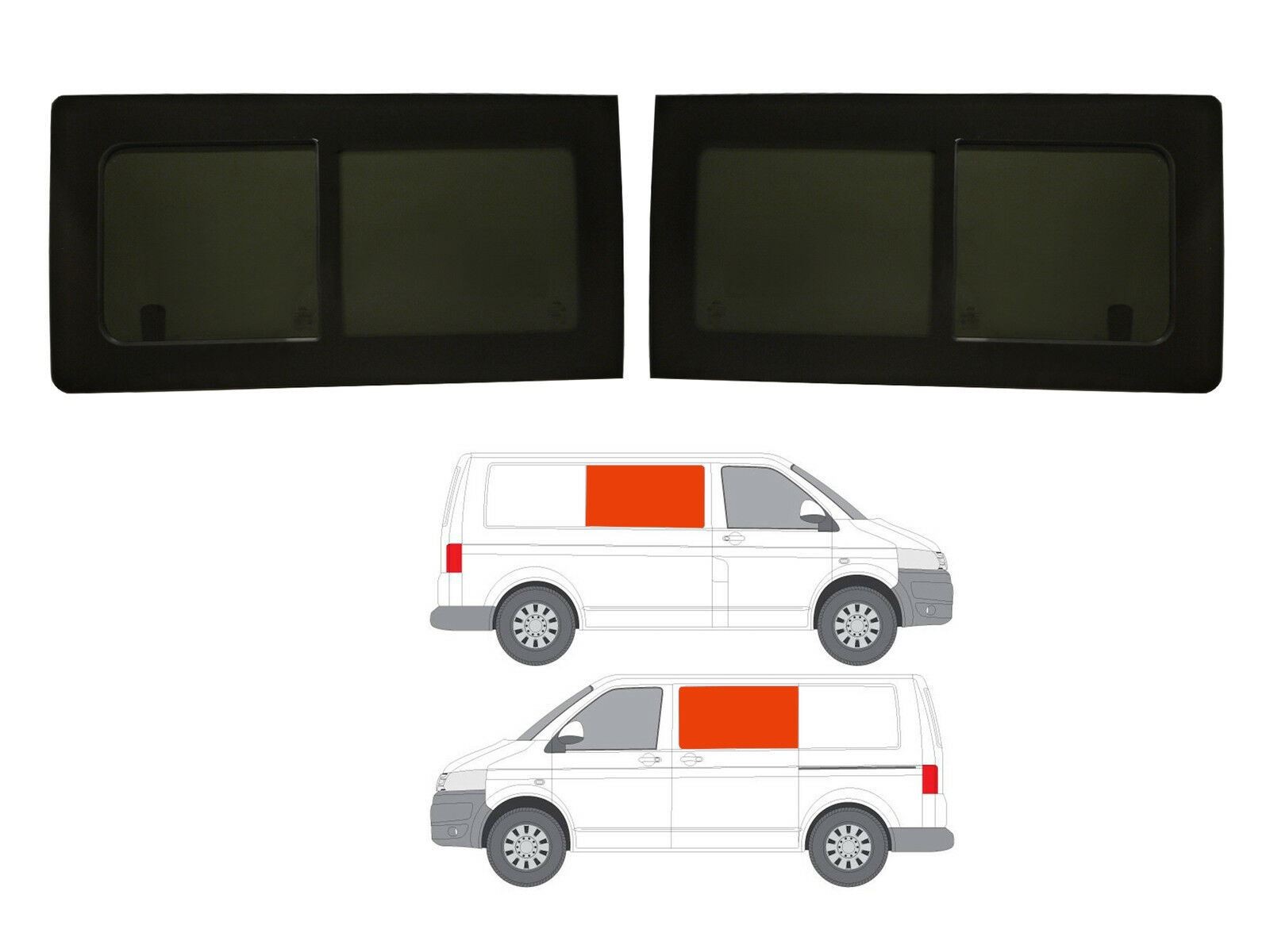 VW Transporter T6 2015-2022 Driver Passenger Opening Dark Tint Windows Glass