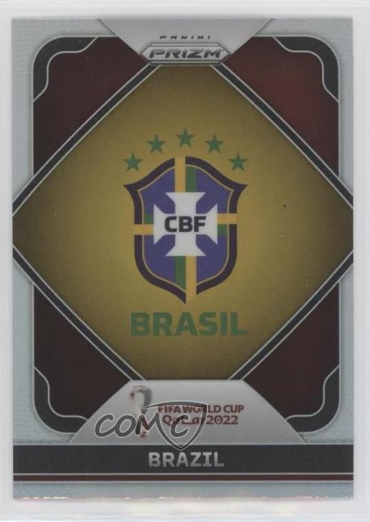 2022 Panini Prizm World Cup Qatar Team Badges Silver Prizm Brazil #3 0xm9